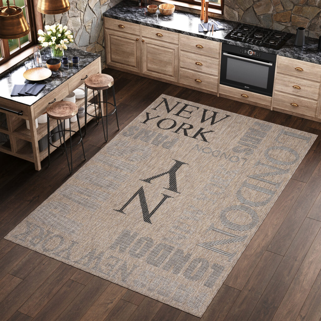 Vloerkleed Melissa Bruin Zwart Straten Indoor Outdoor