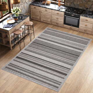 Vloerkleed Melissa Grijs Zwart Lijnen Indoor Outdoor