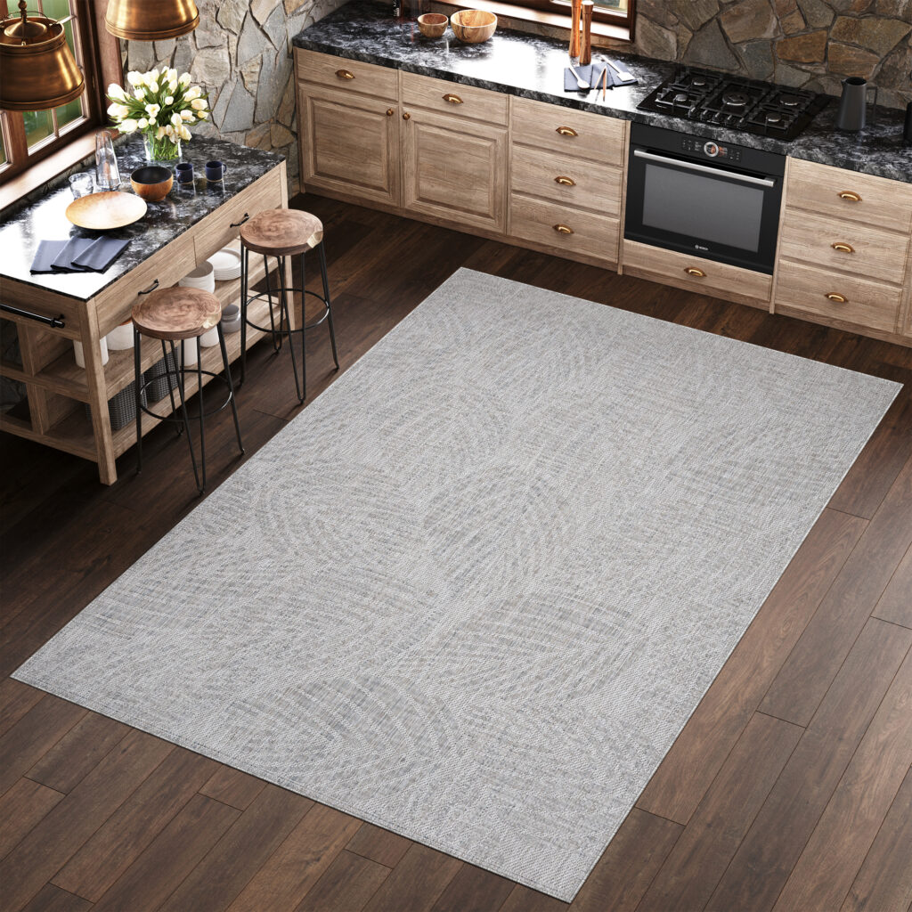 Vloerkleed Melissa Grijs Melange Bladeren Indoor Outdoor