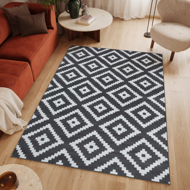 Vloerkleed Luxury Grijs Wit Geometrisch Diamant