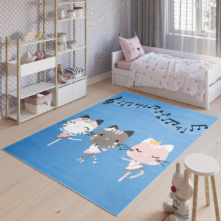 Vloerkleed Jolly Poesjes Hoogwaardig Blauw Woonsfeer