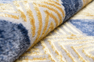 Vloerkleed Shine Marineblauw Goudkleur Geometrisch 3D-Effect