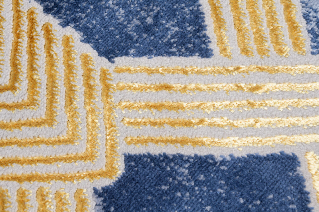 Vloerkleed Shine Marineblauw Goudkleur Geometrisch 3D-Effect
