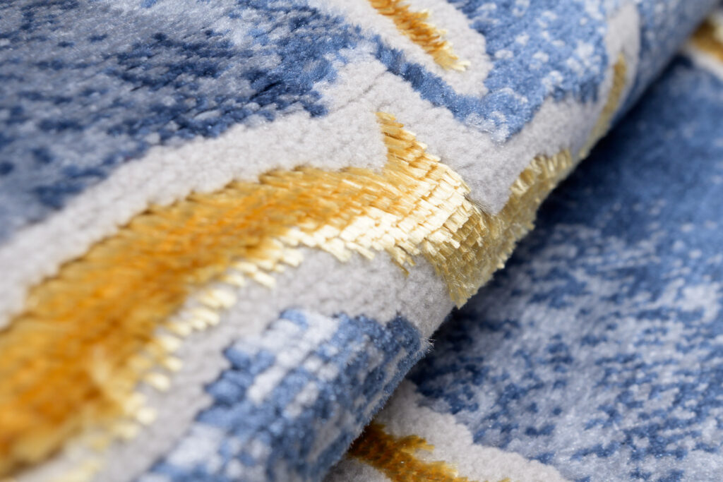 Vloerkleed Shine Marineblauw Goudkleur Abstract 3D-Effect