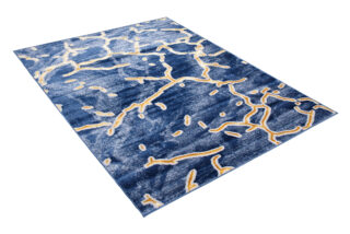 Vloerkleed Shine Marineblauw Goudkleur Abstract 3D-Effect