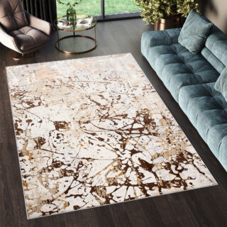 Vloerkleed Golden Creme Bruin Abstract