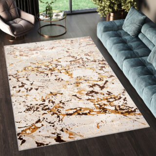 Vloerkleed Golden Creme Goudkleur Abstract