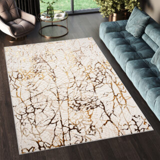 Vloerkleed Golden Creme Goudkleur Bruin Slangenhuid