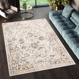 Vloerkleed Golden Creme Goudkleur Vintage Frame