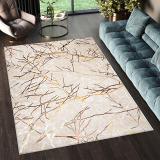 Vloerkleed Golden Beige Goudkleur Bruin Lijnen