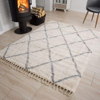 Vloerkleed Versay Fringes Creme Boho Kwastjes Woonsfeer