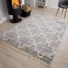Vloerkleed Versay Fringes Grijs Kwastjes Boho Marokkaanse Trellis