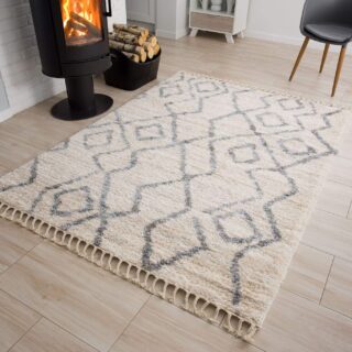 Vloerkleed Versay Fringes Creme Boho Kwastjes Abstract Duurzaam