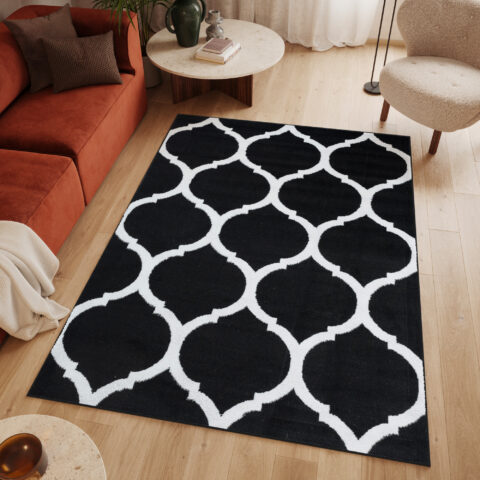 Vloerkleed Luxury Zwart Wit Marokkaanse Trellis
