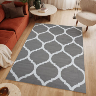 Vloerkleed Luxury Grijs Wit Marokkaanse Trellis