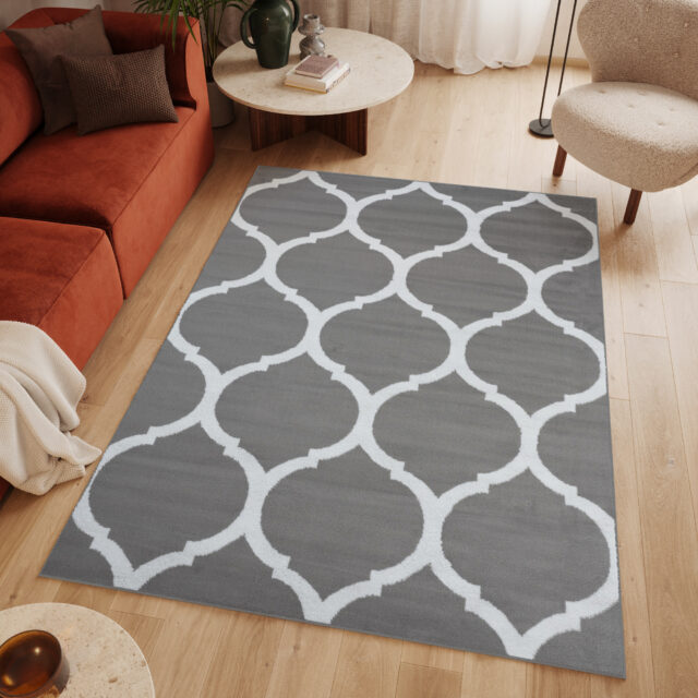Vloerkleed Luxury Grijs Wit Marokkaanse Trellis