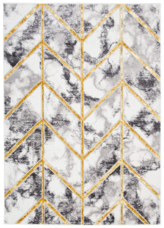 Vloerkleed Shine Geometrisch Donkergrijs Goudkleur Lijnen 3D-Effect
