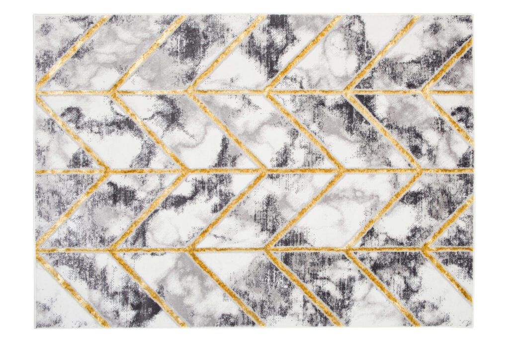 Vloerkleed Shine Geometrisch Donkergrijs Goudkleur Lijnen 3D-Effect