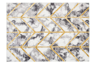 Vloerkleed Shine Geometrisch Donkergrijs Goudkleur Lijnen 3D-Effect