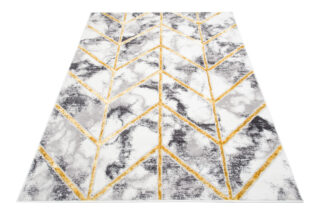 Vloerkleed Shine Geometrisch Donkergrijs Goudkleur Lijnen 3D-Effect