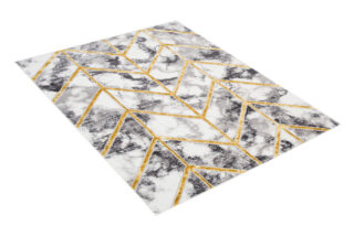 Vloerkleed Shine Geometrisch Donkergrijs Goudkleur Lijnen 3D-Effect
