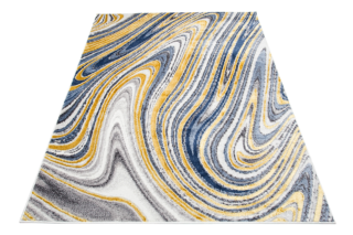 Vloerkleed Shine Goudkleur Blauw Grijs Abstract 3D-Effect