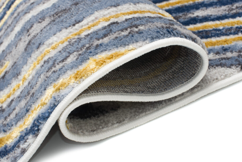 Vloerkleed Shine Goudkleur Blauw Grijs Abstract 3D-Effect