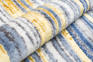 Vloerkleed Shine Goudkleur Blauw Grijs Abstract 3D-Effect
