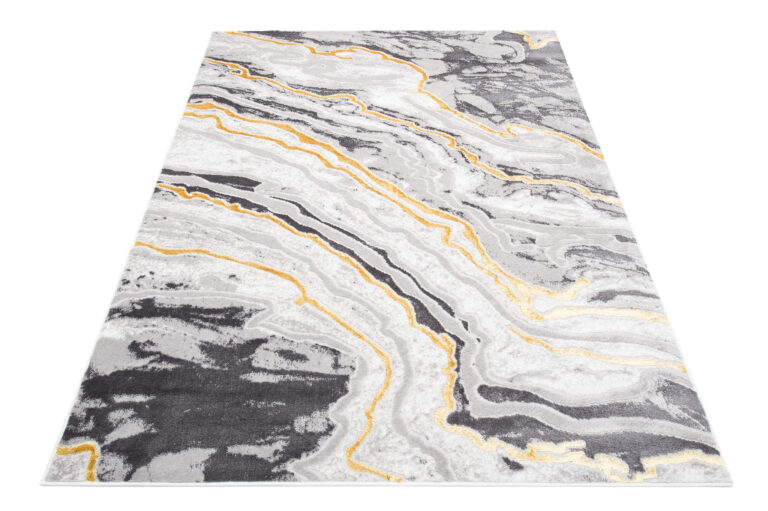 Vloerkleed Shine Grijs Goudkleur Modern 3D-Effect