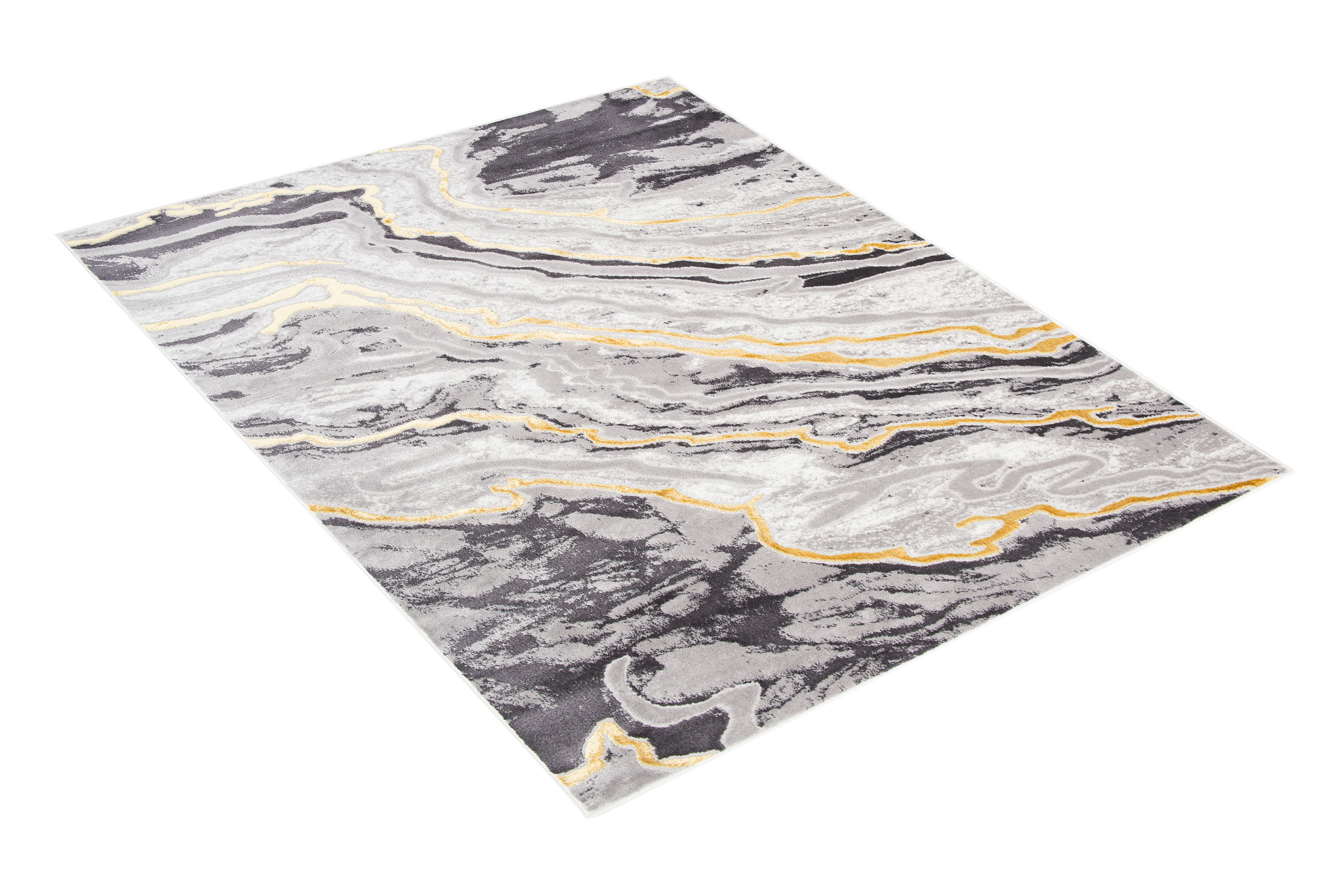 Vloerkleed Shine Grijs Goudkleur Modern 3D-Effect