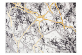 Vloerkleed Shine Grijs Goudkleur Abstract Marmer 3D-Effect