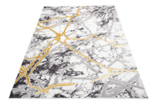 Vloerkleed Shine Grijs Goudkleur Abstract Marmer 3D-Effect