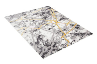 Vloerkleed Shine Grijs Goudkleur Abstract Marmer 3D-Effect