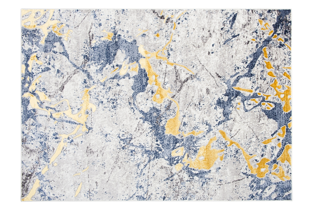 Vloerkleed Shine Blauw Grijs Goudkleur Abstract 3D-Effect