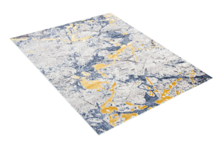Vloerkleed Shine Blauw Grijs Goudkleur Abstract 3D-Effect