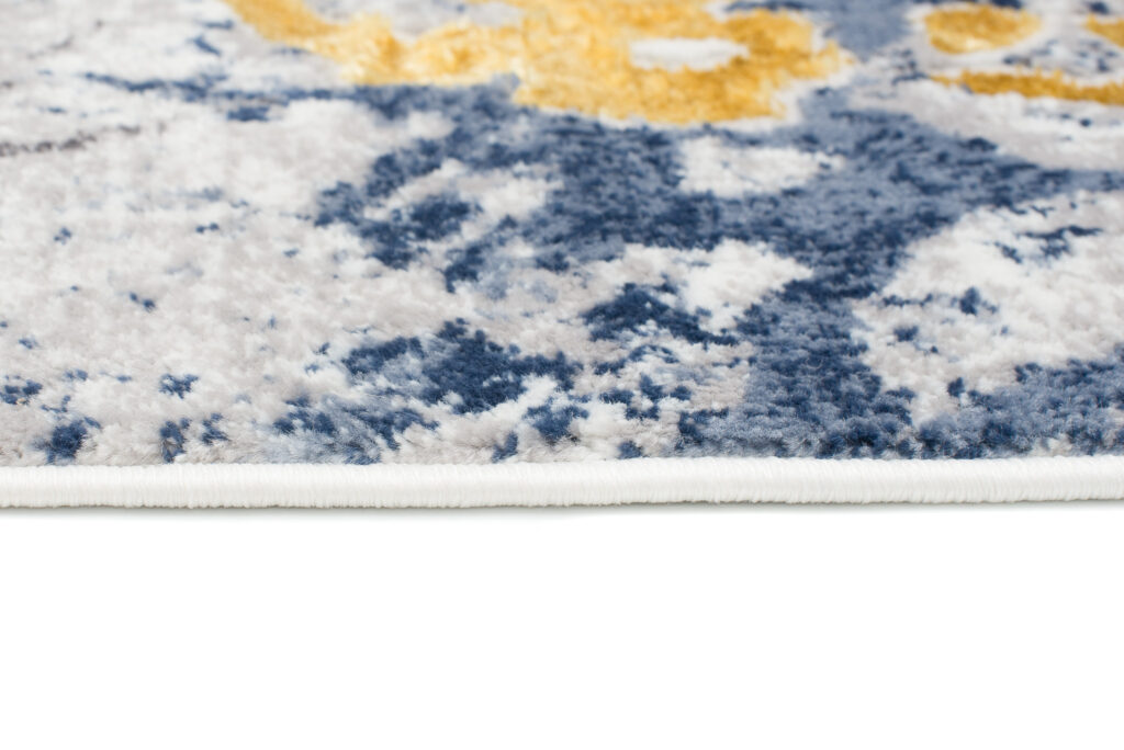 Vloerkleed Shine Blauw Grijs Goudkleur Abstract 3D-Effect
