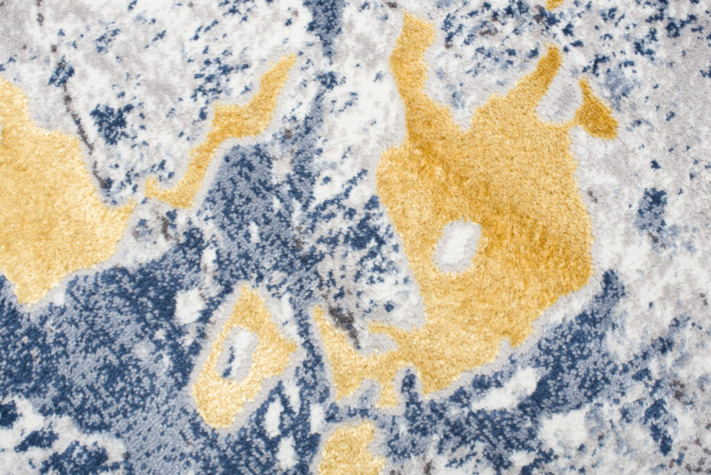Vloerkleed Shine Blauw Grijs Goudkleur Abstract 3D-Effect