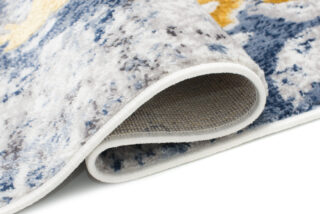 Vloerkleed Shine Blauw Grijs Goudkleur Abstract 3D-Effect