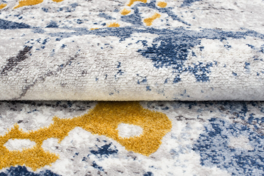Vloerkleed Shine Blauw Grijs Goudkleur Abstract 3D-Effect
