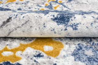Vloerkleed Shine Blauw Grijs Goudkleur Abstract 3D-Effect