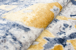Vloerkleed Shine Blauw Grijs Goudkleur Abstract 3D-Effect
