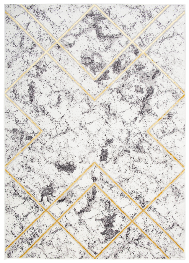 Vloerkleed Shine Geometrisch Grijs Goudkleur Lijnen 3D-Effect