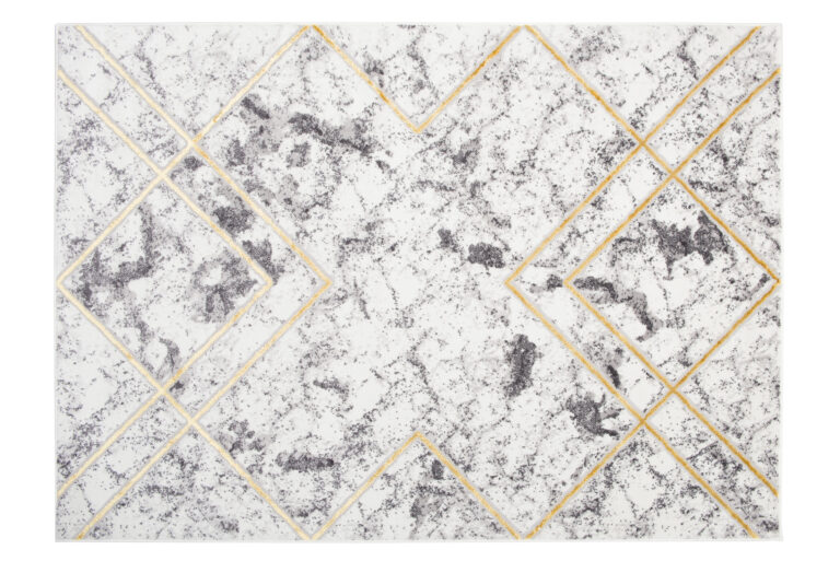 Vloerkleed Shine Geometrisch Grijs Goudkleur Lijnen 3D-Effect