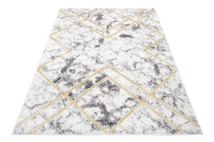 Vloerkleed Shine Geometrisch Grijs Goudkleur Lijnen 3D-Effect