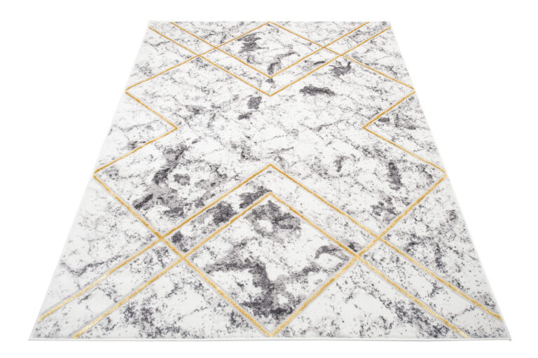 Vloerkleed Shine Geometrisch Grijs Goudkleur Lijnen 3D-Effect