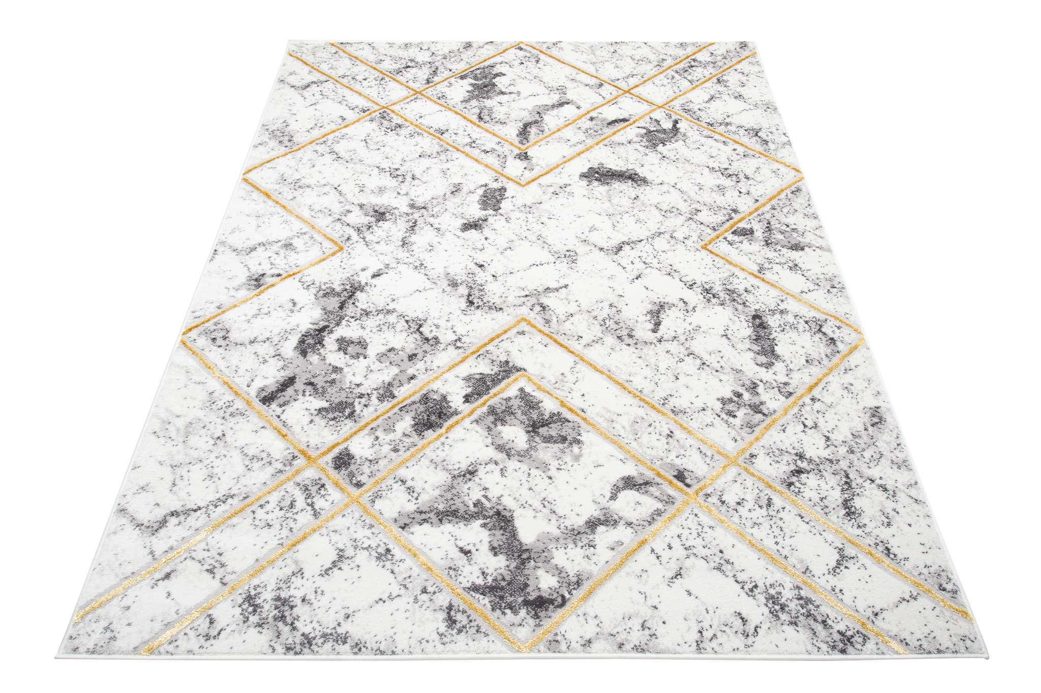 Vloerkleed Shine Geometrisch Grijs Goudkleur Lijnen 3D-Effect