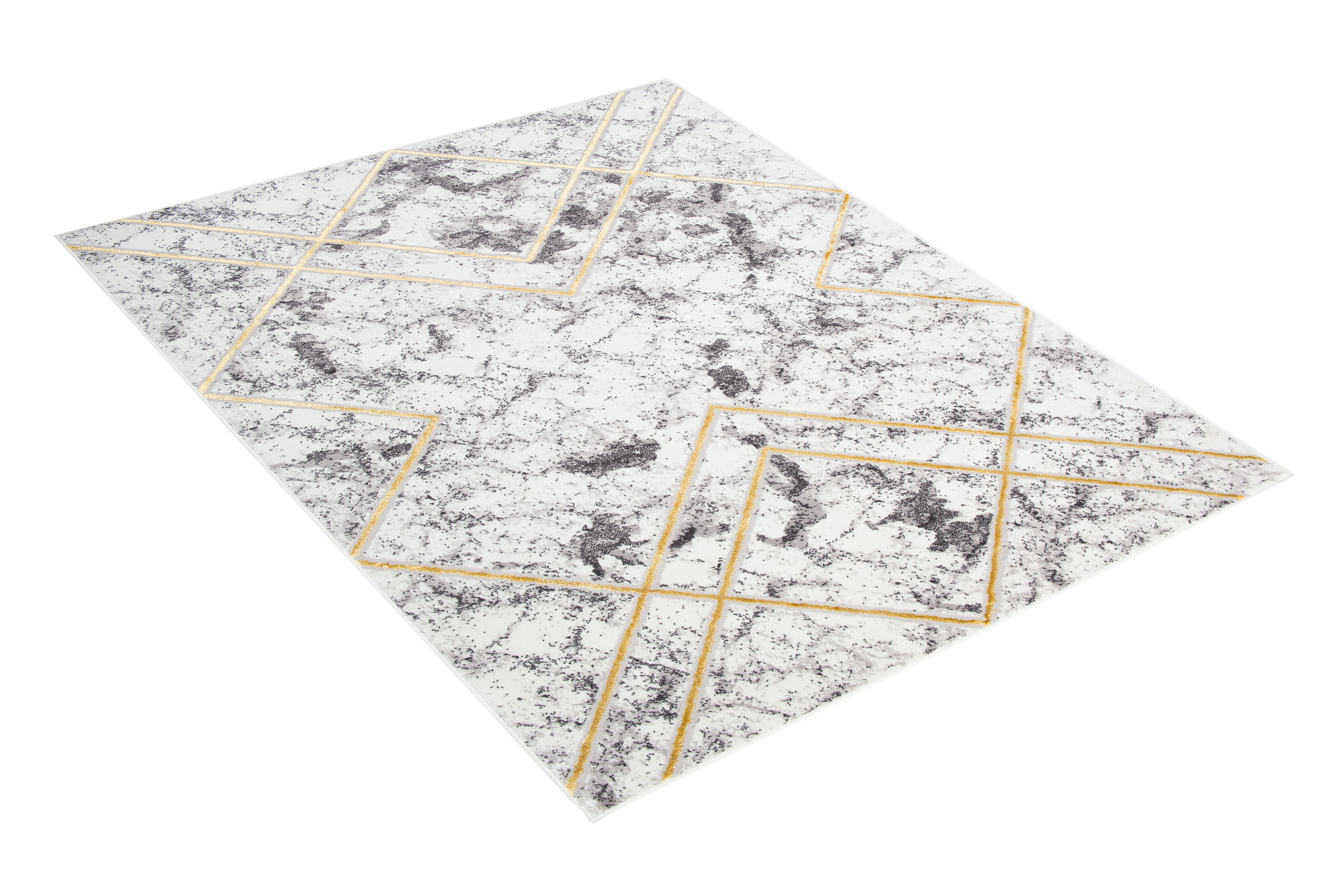 Vloerkleed Shine Geometrisch Grijs Goudkleur Lijnen 3D-Effect