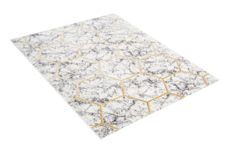 Vloerkleed Shine Grijs Goudkleur Geometrisch Zeshoek 3D-Effect