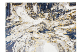Vloerkleed Shine Marineblauw Creme Goudkleur Abstract 3D-Effect