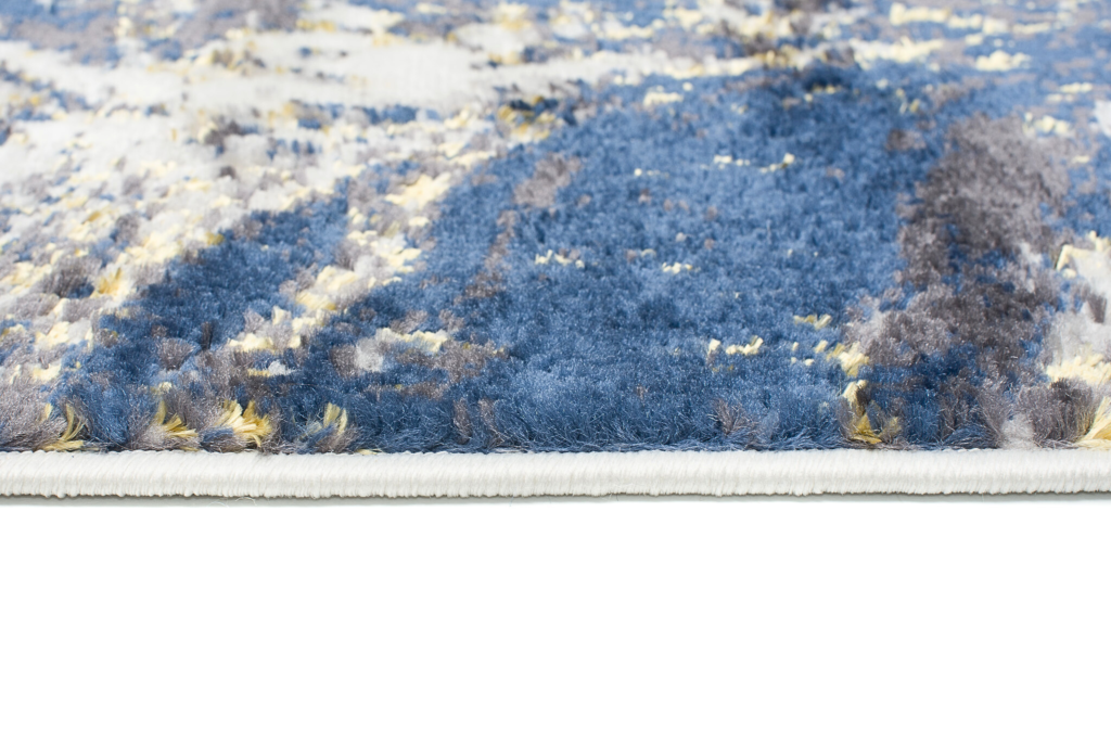 Vloerkleed Shine Marineblauw Creme Goudkleur Abstract 3D-Effect